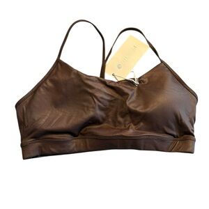 Brown Women's Faux Leather Y Back Bra Size L